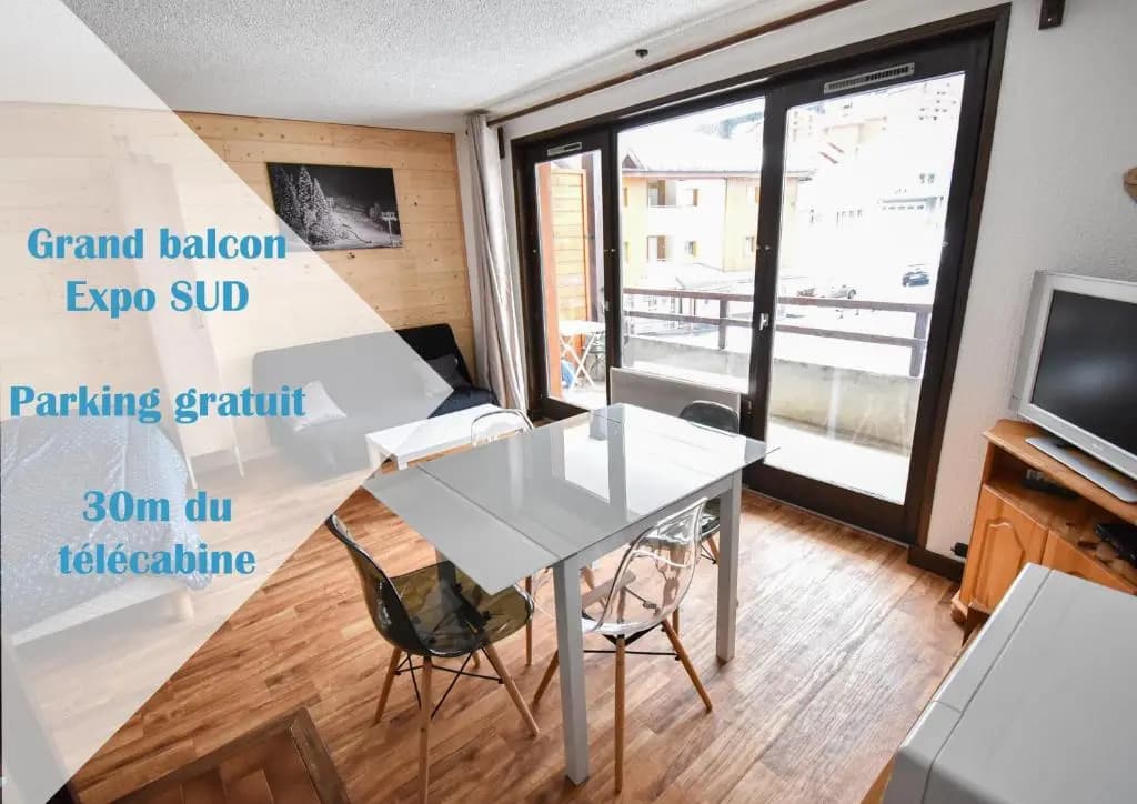 Le Relai S34 - Grand et lumineux studio avec coin montagne 4-6 pers, 50m des pistes, grand balcon exposé SUD, DRAPS NON CO...