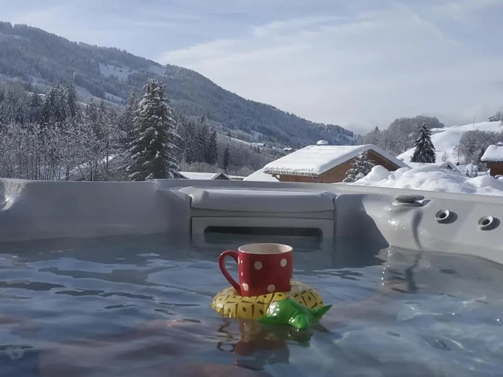 A4 km de Megève très joli studio avec jacuzzi ,vue sur les montagnes au calme - Photo 3