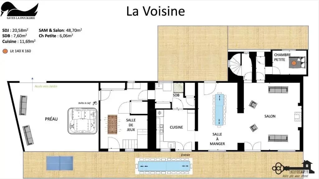 La Duckerie, Gîte 4*,55 Pers, SPA SAUNA OPTION salle de jeux, société La Clef Decamp - Photo 3