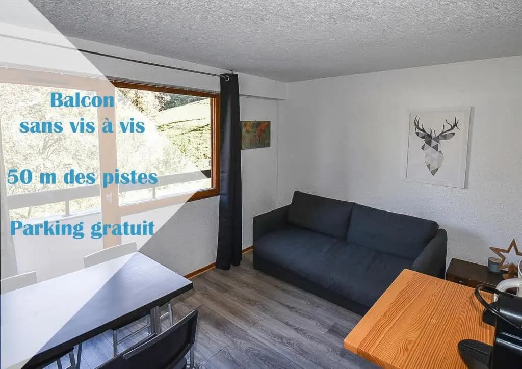 Les Cimes, Chaleureux studio 4 pers, 50m du télécabine, vue dégagée sur les pistes, DRAPS NON COMPRIS - Photo 1