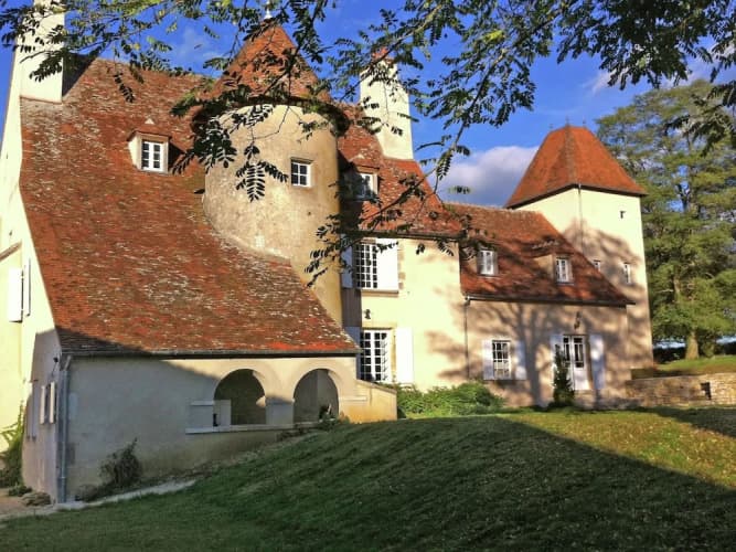 Castle in Le Veurdre Near Forest and River