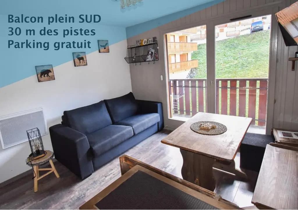 Au Pied des Pistes B48, Chaleureux studio 4 pers, balcon plein SUD, DRAPS NON COMPRIS - Photo 1